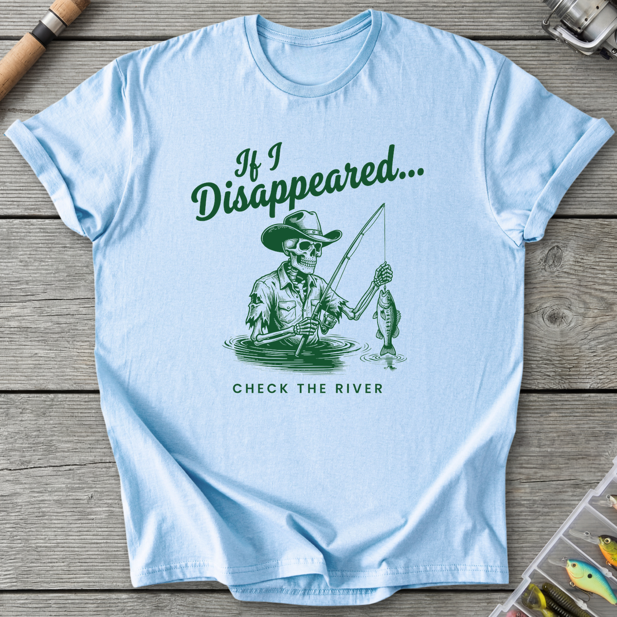 Skeleton Cowboy Fishing T-Shirt
