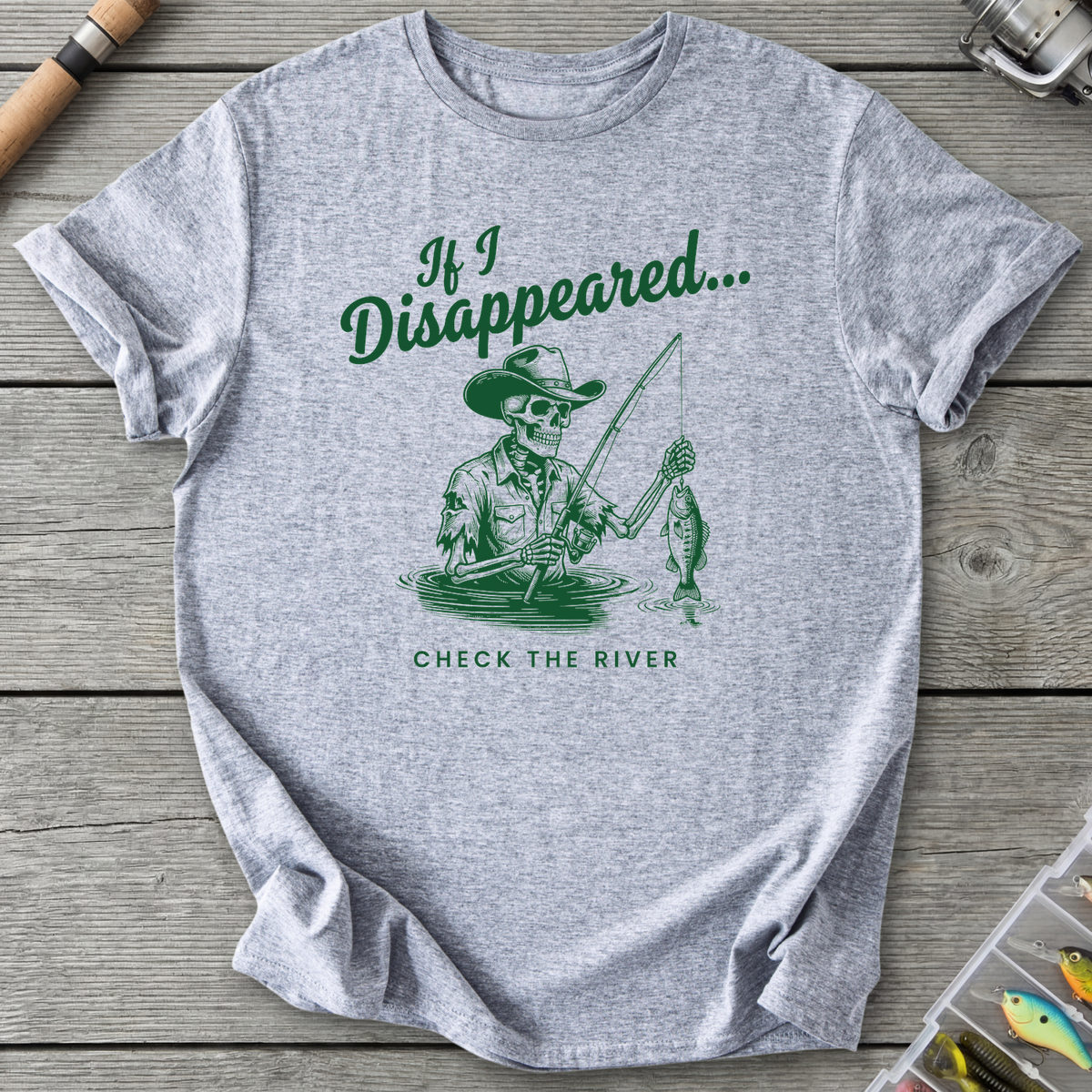 Skeleton Cowboy Fishing T-Shirt