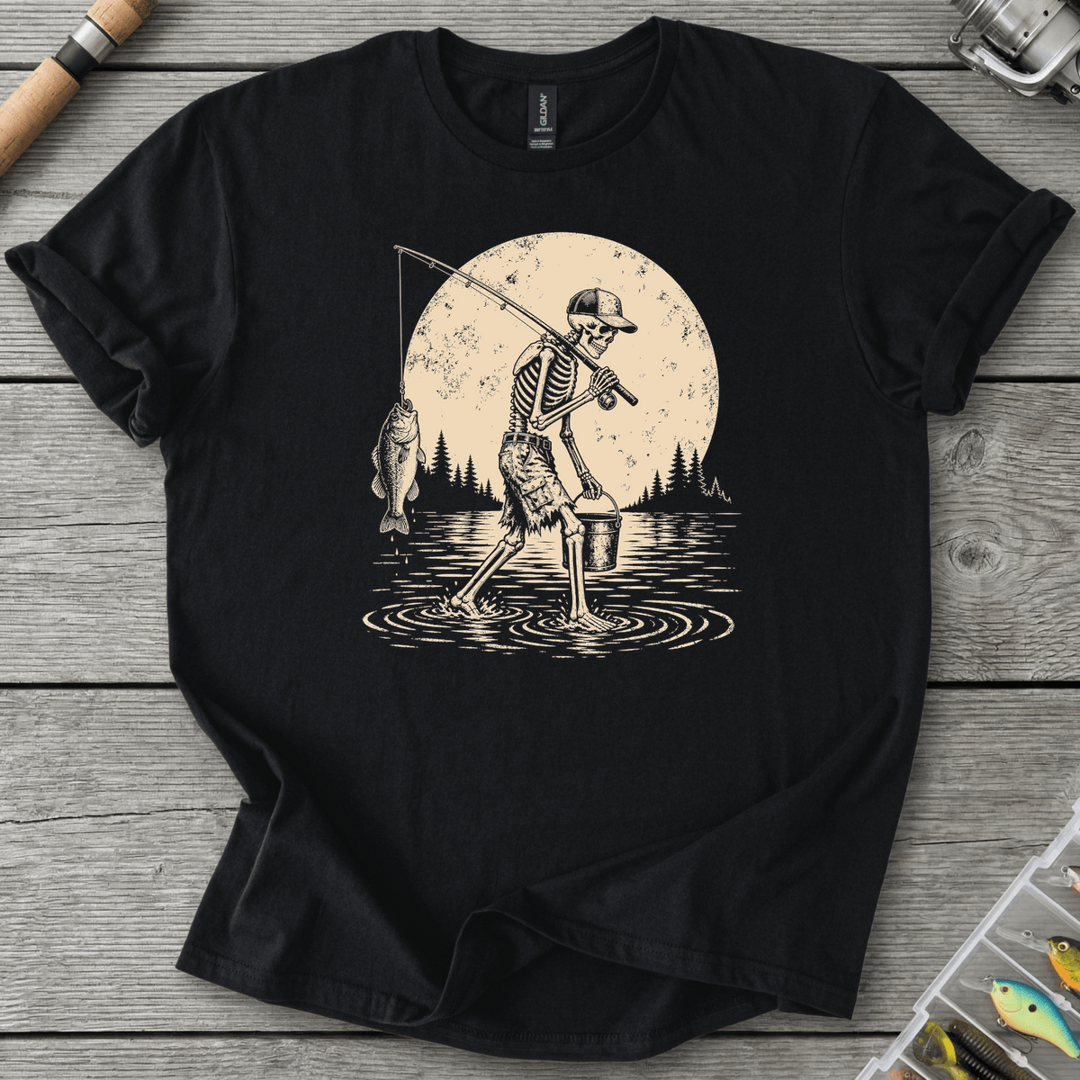 Skeleton Go Fishing T-Shirt