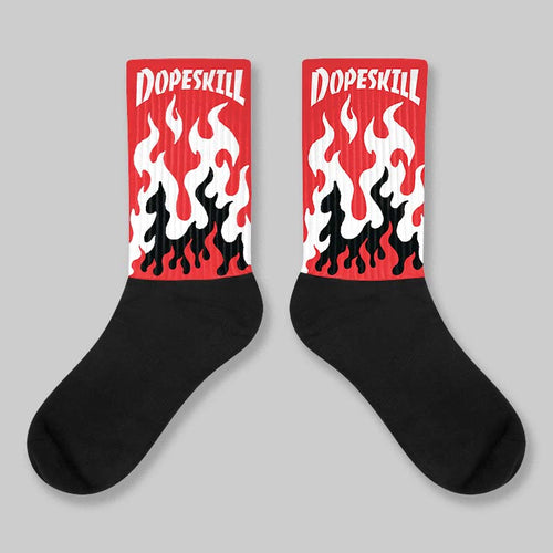 AJ 13 Chicago True Red Cherry DopeSkill Sublimated Socks FIRE Graphic