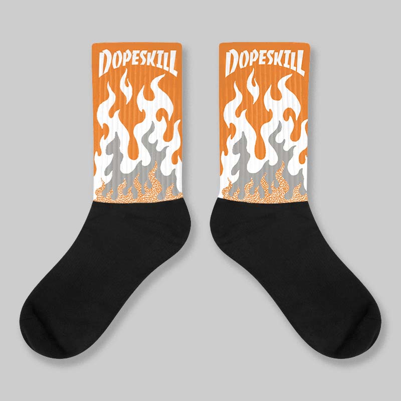 'Orange Citrus' 3s DopeSkill Sublimated Socks FIRE Graphic