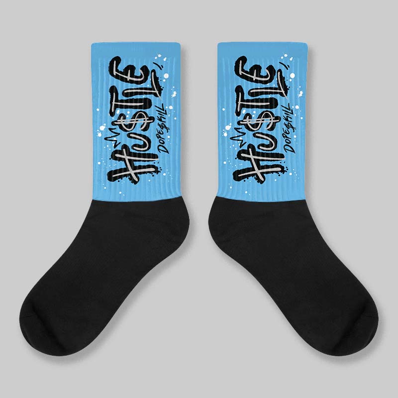 University Blue 14s DopeSkill Sublimated Sock Hustle Graphic