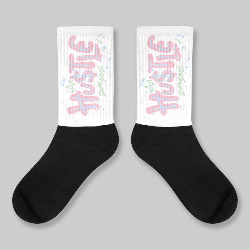 Medium Soft Pink 4s DopeSkill Sublimated Sock Hustle Graphic