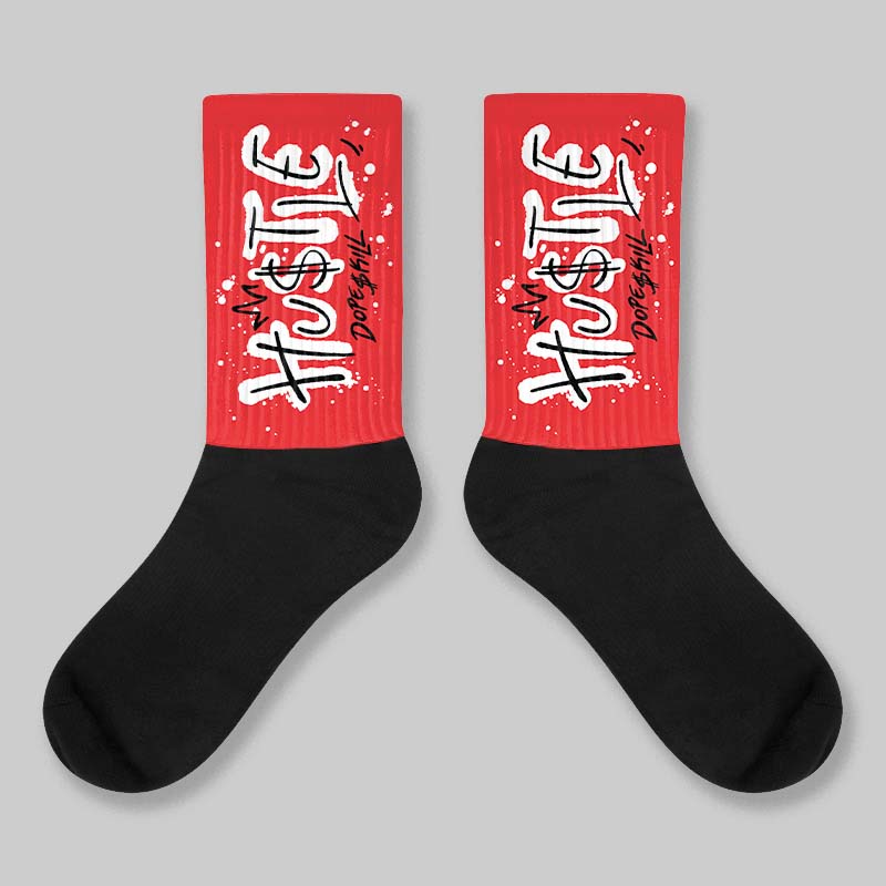 AJ 13 Chicago True Red Cherry DopeSkill Sublimated Socks Hustle Graphic