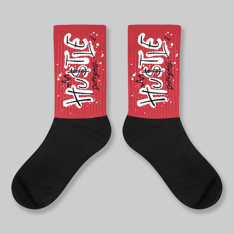 Fire Red “Black Tongue” 5s DopeSkill Sublimated Sock Hustle Graphic