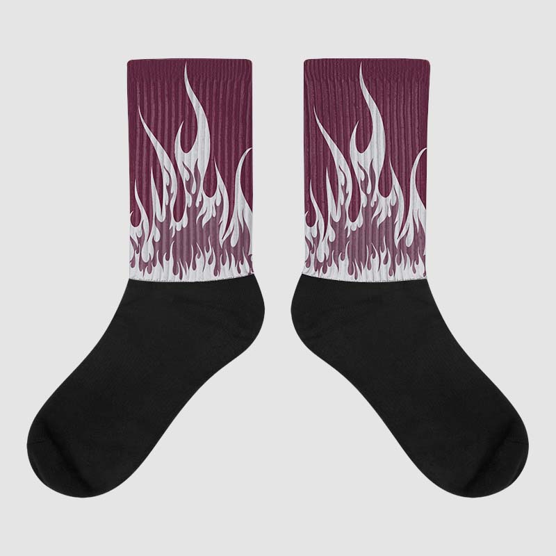 Burgundy 5s DopeSkill Sublimated Socks FIRE Graphic