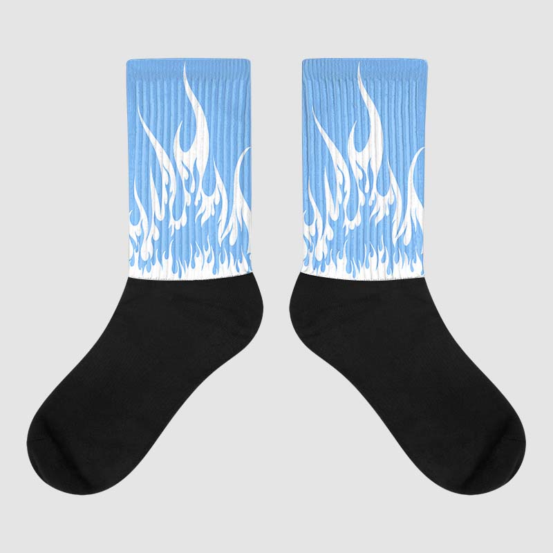 Powder Blue 9s DopeSkill Sublimated Socks FIRE Graphic