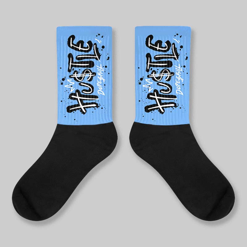 Black University Blue 5s DopeSkill Sublimated Socks Hustle Graphic