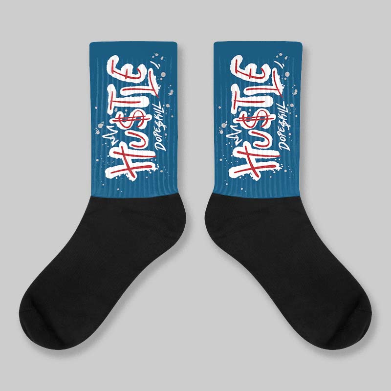 French Blue 12s DopeSkill Sublimated Sock Hustle Graphic