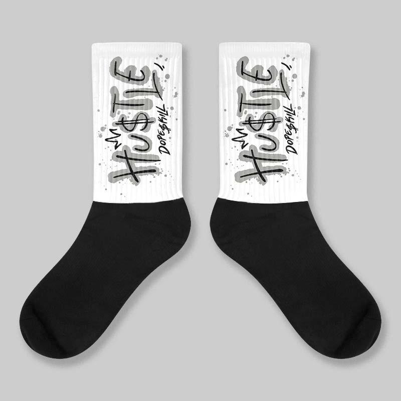 White Metallic 5s DopeSkill Sublimated Socks Hustle Graphic