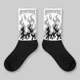 White Metallic 5s DopeSkill Sublimated Socks FIRE Graphic