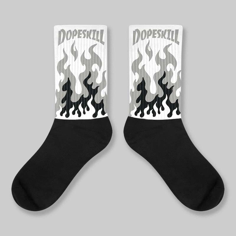 White Metallic 5s DopeSkill Sublimated Socks FIRE Graphic
