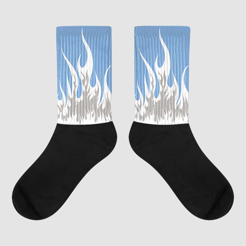 University Blue 5s Dopeskill Sublimated Socks FIRE Graphic