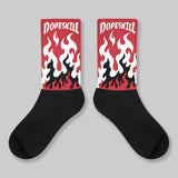 Fire Red “Black Tongue” 5s DopeSkill Sublimated Sock FIRE Graphic