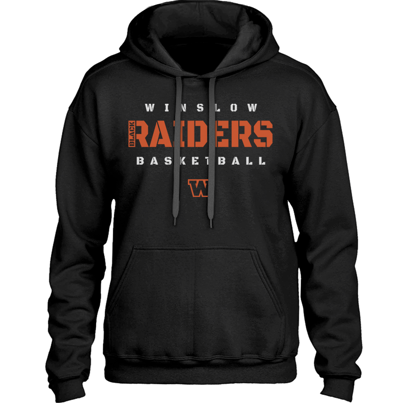Winslow Black Raiders Basketball - Stencil Text Logo - Cozy & Warm Premium Hooded Sweatshirt (Unisex Hoodie)